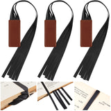 Outus 3 Pieces Bible Ribbon Bookmark Markers Artificial Leather Bookmark with Colorful Ribbons for Books(Simple Style,Black)