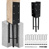 ITeVe.GD U-Shape Metal Post Bracket Anchor, Heavy Duty 4x4 (Actual 3.5x3.5) Wet Concrete Post Holder for Wood Fence, Railing, Pe