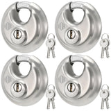 Heavy Duty Padlock with Key - 70mm Stainless Steel Commercial Discus Keyed Lock, High Security, 4 Pack