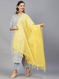 Gosriki Women'S Cotton Blend Straight Kurta With Pant & Dupatta (Murhar-Yellow-Cmd-Gs_S_Yellow_Small),Yellow,,B0C6GZC5S2