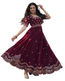 Wedani Georgette Anarkali Kurta Set With Embroidery Work For Women (In Alpha Xl Regular Maroon),MAROON,XL