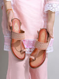 Shoetopia Women'S Kolhapuri-166 Flat Sandal-7 Kids Uk (Kolhapuri-166-Peach)-Eu40,Peach,7,B0D76VZXHJ