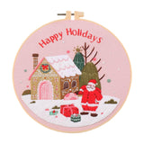 Calandis Christmas Embroidery Starter Kit With Embroidery Hoop Beginners Stitch Santa Claus | Cross Stitch Kits | Hand Embroider