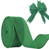 JaoZuyard Dark Green Burlap Ribbon 2 inch X 20 Yard Natural Linen Woven Ribbon DIY Handmade Wired Edging Production Wreath Holid