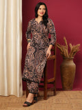 Anni Designer Women'S Rayon Viscose Straight Printed Kurta With Palazzo (Elevate Black-Vks01_Xxl_Black_Xx-Large),Black,2XL,,,