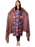 Anni Designer Women'S Cotton Blend Straight Printed Kurta With Pant & Dupatta (Fataki Begani-Nw_L_Violet_Large),Begani,L