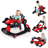 BABY JOY 4-in-1 Baby Walker, Foldable Activity Walker with Adjustable Height & Speed, Music, Lights, Anti-Rollover, Toddler Push