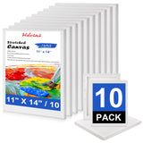 Stretched Canvas for Painting - 11x14 Inch/10 Canvas Value Pack - Triple Primer Acid Free 100% Cotton Blank Canvas for Painting