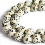 100pcs 8mm Dalmatian Stone Beads Natural Gemstone Beads Round Loose Beads for Crafting and Jewelry Making