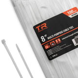 TR Industrial MultiPurpose UV Resistant Natural Cable Ties, 8 inches, 100 Pack