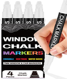 White Chalk Markers for Blackboard, Window Markers Thick, Liquid Chalk Pen with 7mm Wide Thick Tip & Erasable Paint, Jumbo Marke