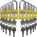 SAFBY Lockout Tagout Locks, Safety Padlock, Keyed Differently Loto Safety Padlocks for Lock Out Tag Out Kits Station (Yellow NO.