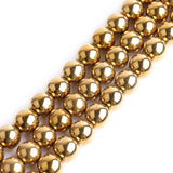 GEM-insid 12mm Natural Gold Hematite NonMagnetic Round Beads for Jewelry Making Bracelets Necklace 15