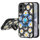 Fiyart Designed for iPhone 17 Case with Wrist Strap Kickstand Cute Trendy Daisy Florals for Women Girls Slim Fit Flowers Pattern