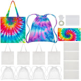 Silkfly 12 Pcs Cotton Bags Set for Tie Dye Kit 3 Style Cotton Tote Drawstring Makeup Bags Items for DIY Large Groups Tie Dying(M