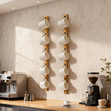 2PCS Wooden Wall Mounted Cup Holder,Coffee Cups Organized Ideal for Kitchen
