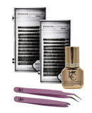 KC Republic Lash Eyebrow Extensions Kit with 2 Trays of Mink False Eyebrows in Black Color, Comes on Mixed Length 5-8 mm Mix, Ey
