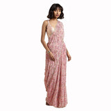 Womanista Womens Floral Printed Poly Georgette Saree With Moti Lace (Tkim740_Pink)