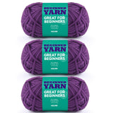 3x60g Amethyst Yarn for Crocheting and Knitting;3x66m (72yds) Cotton Yarn for Beginners with Easy-to-See Stitches;Worsted-Weight