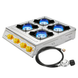 Vivicreate 4 Burner Propane Gas Stove 40000 BTU Stainless Steel Cooktop with Enamel Pan Support Electronic Ignition for Camping