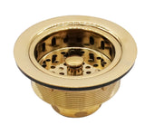 Westbrass D214-01 3-1/2 Post Style Large Kitchen Sink Basket Strainer, Polished Brass