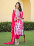 Anni Designer Women'S Rayon Blend Printed Straight Kurta With Pant & Dupatta (Kirkatu Pink_Xxl_Pink_Xx-Large),Pink,2XL,,,