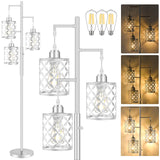 GHOOCEMLUX 68 Dimmable Floor Lamp, Modern Standing Lamp with Elegant Metal Cages, Industrial Tall Tree Floor Lamps for Living Ro