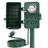 BNLINK 24 Hour Mechanical Outdoor Multi Socket Timer, 6 Outlet Garden Power Stake with 6ft Cords, Outdoor Timers for Christmas