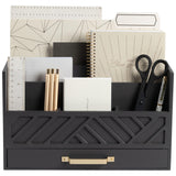BLU MONACO | Wooden Mail Organizer with Drawer Gold Handle | Mail Sorter Organizer Countertop and Outgoing Mail Holder | Tableto