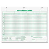 Daily Attendance Record, 11x81/2, 50 Cards, Green/White Qty:5