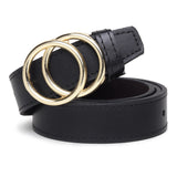 Sunshopping WomenS Formal Synthetic Double Ring Black Belt (Mes6Bl) (36, Black)