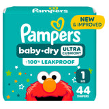 Pampers Diapers - Baby Dry - Size 1, 44 Count, Absorbent Disposable Infant Diaper (Packaging May Vary)