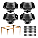 Pergola Brackets 4x4 3-Way 4pcs Right Angle Corner Bracket, Easy Installation Crossbeam Corner Brackets for Gazebos, Patio Pergo