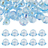 FASHEWELRY 30Pcs Wind Bell Beads Blue Acrylic Flower Bead Caps 24mm UV Plating Floral Jellyfish Beads for DIY Earring Wind Chime