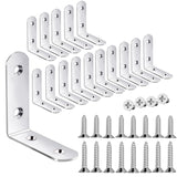 18-Pack L Shape Corner Brackets, Stainless Steel Metal Angle Braces for Wood Furniture, Heavy Duty Black 2 inch Shelf Bracket wi