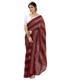 Satrani Women's Georgette Zari Work Ready To Wear Saree with Unstitched Blouse Piece (14RS132N_Maroon)