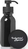 Black Glass Soap Dispenser with Wide Mouth Black Metal Pump - 16oz Glass Jar Lotion Bottle by Industrial Rewind (Black WM/Black)