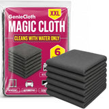 Genie Cloth Magic Cloth, 6 Pack 16x12 Inch Microfiber Cleaning Cloths, Reusable Lint Free for Glass, Window, Kitchen, Stainless