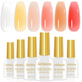 Artdone Sheer Gel Nail Polish Set Jelly UV Gel 6 Colors Translucent Milky White Yellow Light Apricot Red Colors Nail Polish For