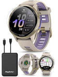 PlayBetter Garmin Forerunner 970 (Soft Gold French Gray/Translucent Indigo) Premium GPS Running & Triathlon Smartwatch Bundle -