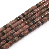 NITOPUPU 150Pcs 4 2mm Natural Rhodonite Spacer Stone Beads for Jewelry Making Supplies, Loose Semi Flat Round Gemstone Tube Bea