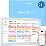 Dragon Touch 21.5 inch Digital Calendar Chore Chart - Interactive Touchscreen, Smart Family Planner, Hearth Display Desk Digital