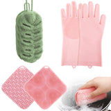 Silicone Sponge 3 Pack Dish Scrubber Sponges Pad Reusable & Long Lasting, Silicone Kitchen Scrubber with Sponge, NonScratch Dis