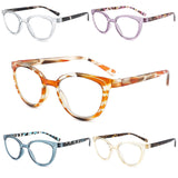 IVNUOYI 5 Pack Reading Glasses Blue Light Blocking Readers with Spring Hinges,Fashion Pattern Print Eyeglasses for Women 1.0