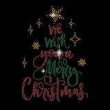 SUPERDANT Christmas Rhinestone Iron on Decals Tree Crystal Heat Transfer Merry Christmas Rhinestone Appliques Gift Template for