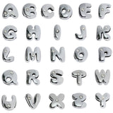 52 Pieces Silver Bubble Letter Charms, A-Z Alphabet Jewelry Making Set, 12mm Initial Embellished Slide Beads for Bracelets and N