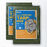 GUARD SHIELD Green Tarp Waterproof 10x12 Feet Medium Duty All Purpose Poly Tarps Cover 7mil (2-Pack)