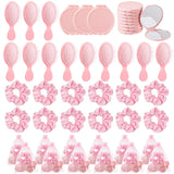 Tideme 48 Pcs Pink Party Favors, Pink Makeup Party Supplies, Including Hair Brushes, Elastic Scrunchies, Pocket Cosmetic Mirrors