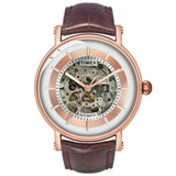 Timex Automatic Analog Watch For Man With Silver Round Dial & Cherry Leather Strap Band Water Resistant Men'S Wrist Watches - Tw