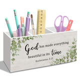 nvucamd Bible Pen Pencil Holder for Desk, Sage Christian Office Desk Accessories Decor, Sage Green Christian Motivational Pen Ho
